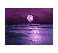 QUSAAOU Nature Paysage Impression Sur Toile Mer profonde violet clarté lunaire nocturne Pour DéCorer Chambres Cuisines Salles De Bains EntréEs CaféS Et Appartements(Violet)-40x60cm1 Sans cadre