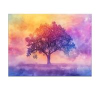QUSAAOU Nature Paysage Impression Sur Toile Silhouette arbre multicolore ciel tons pastels LdéAl Pour Le Salon Couloir D'Un Studio Une Exposition D'Art Ou Cadeau D'Anniversaire -40x60cmSans cadre