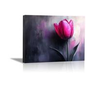 QUSAAOU Nature Paysage Impression Sur Toile Tulipe magenta simple texture étalée LdéAl Pour Le Salon Couloir D'Un Studio Une Exposition D'Art Ou Cadeau D'Anniversaire(rouge rosé)-20x30cm Sans cadre