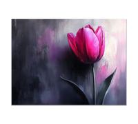 QUSAAOU Nature Paysage Impression Sur Toile Tulipe magenta simple texture étalée LdéAl Pour Le Salon Couloir D'Un Studio Une Exposition D'Art Ou Cadeau D'Anniversaire(rouge rosé)-40x60cm Sans cadre