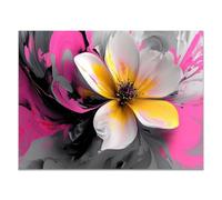 QUSAAOU Paysage Tableau Mural Magnolia fluide magenta blanc gris tourbillonnante Tableau DéCoratif Salon Nature- Art Mural Coloré - DéCoration Ale Moderne Abstraite(rose vif)-60x90cm Sans cadre