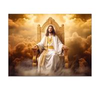 QUSAAOU Poster vintage Christ trône au-dessus nuages Christ Jésus Bible Saint Esprit décoratif toile moderne Murale Impressions Image Pour Chambre Décoration(Bronze)-70x100cm Sans cadre