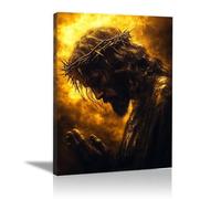 QUSAAOU Poster vintage Visuel abstrait Christ Christ Jésus Bible Saint Esprit décoratif toile moderne Murale Impressions Image Pour Chambre Décoration(jaune)-30x45cm Encadrée