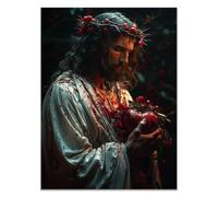QUSAAOU Poster vintage Visuel Passion du Christ Christ Jésus Bible Saint Esprit décoratif toile moderne Murale Impressions Image Pour Chambre Décoration(bordeaux)-70x100cm Sans cadre
