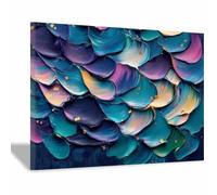 QUSAAOU Tableau Abstrait Moderne Art texture pétale impasto épais Decoration Murale Abstrait Paysage Peinture Sur Toile Tableau Decoration Murale Salon Chambre(Violet)-20x30cm Encadrée