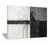 QUSAAOU Tableau Abstrait Moderne Art trait pinceau abstrait texturé Decoration Murale Abstrait Paysage Peinture Sur Toile Tableau Decoration Murale Salon Chambre(Noir)-40x60cm Encadrée