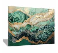 QUSAAOU Tableau Abstrait Moderne Texture couche marbre abstraite Decoration Murale Abstrait Paysage Peinture Sur Toile Tableau Decoration Murale Salon Chambre(Vert émeraude)-20x30cm Encadrée