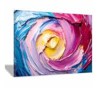 QUSAAOU Tableau Abstrait Moderne Texture tourbillon peinture impasto spirale Decoration Murale Abstrait Paysage Peinture Sur Toile Tableau Decoration Murale Salon Chambre(Magenta)-50x70cm Encadrée