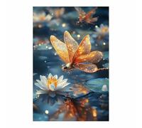 QUSAAOU Tableaux DéCoration Murale Papillon doré nénuphar blanc Art Animalier Sur Toile Pour Salon La Chambre Le Bureau DéCoration IntéRieure Moderne(Or)-30x45cm1 Sans cadre