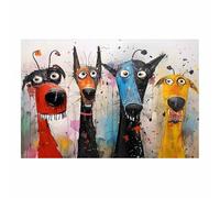 QUSAAOU Tableaux Et DéCoration Murale Chiens abstraits colorés grands yeux DéCorations Murales Sur ThèMe Des Animaux Style Renaissance Peintures CréAtives Haute Qualité(Rouge)-80x120cm1 Sans cadre