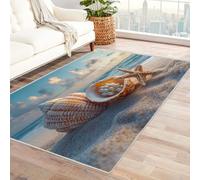 QUSAAOU Tapis De Couloir Coquillage Coquillages Tapis de Salon Couloir Impression 3D Lavable en Machine AntideRapant Exterieur Rug de Chambre Confort pour Salon(Brun 91)-90x120cm