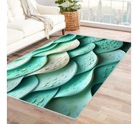 QUSAAOU Tapis D'IntéRieur Minimaliste, Écailles ondulées turquoises Moderne Tapis avec Un Dos AntidéRapant, Lavage en Machine, Convient pour La Chambre à Coucher-150x240cm