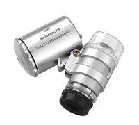 Qusedwey 1 PCS Portable Mini Pocket 60X Microscope UV Light Currency Detector Jeweller Magnifier