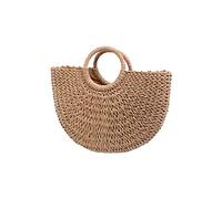 Qusedwey 1 Pièce Plage Papier Corde Artificielle Paille Plage Sac Fourre-Tout Fait à la Main Paille Artificielle Sac à Main Été Sac de Plage