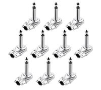Qusedwey 10 PièCes 90 DegréS Angle Droit 6,35 Mm Mono 2 Pôles Prise Jack 6,35 Mm Guitare Phono CrêPe 1/4 Pouce Connecteur, Argent