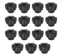 Qusedwey 15 PièCes M6 éToile Bouton de Serrage éCrou à Travers le Trou Ensemble en Laiton FiletéE PoignéE Vis sur Bouton PoignéE en Plastique Noir