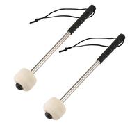Qusedwey 2 Maillets de Tambour en Acier Basse de 12,5 Pouces, de Tambour en Feutre de Laine avec PoignéE en Acier Inoxydable, Maillets de Tambour en Laine AntidéRapants