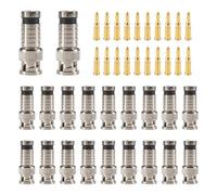 Qusedwey 20 PièCes Connecteur de Compression BNC Coupleur 75 Ohm avec Broche en Cuivre pour Câble Coaxial D'Extension de Prise VidéO à Sertir RG58-59
