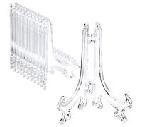 Qusedwey 24 PièCes en Plastique Chevalet Plaque PréSentoirs Titulaires Photo Chevalet Lors des Mariages, DéCoration de (Transparent, 5 Pouces)