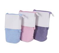 Qusedwey 3 PièCes Porte-Crayons TéLescopique Papeterie Debout Porte-Crayons Toile Double Usage Surgir Support à Crayons avec Fermeture éClair A