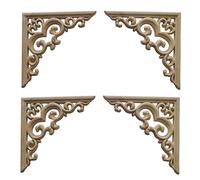 Qusedwey 4 PCS Non Peint Moulures en Bois DéCalque EuropéEnne Appliques en Bois pour Meubles Armoire Fleur Sculpture sur Bois DéCoratif 10 Cm
