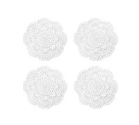 Qusedwey 4PCS 8,6 Pouces Napperons Crochet Rond Dentelle Napperon Napperons Faits à la Main Coton Crocheté Dessous de Verre (Blanc)