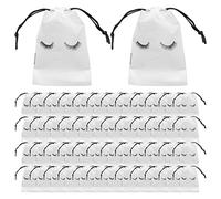 Qusedwey 50 PièCes de Soin des Cils Trousses de Maquillage en Plastique Trousse de Maquillage de Toilette Voyage CosméTique avec Cordon Blanc,S