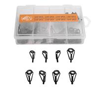 Qusedwey 80 PièCes Kit de RéParation de Pointe de Canne à PêChe en Acier Inoxydable Anneau de Guidage en CéRamique Conseils de Tige de Guidage de Remplacement pour la PêChe en Mer