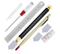 Qusedwey Bouteille D' Incluse Kit de Coupe en Verre - Outils de Notation, Taille de 3 à 14 Mm, Ensemble de Script et de Règle D'Acier en Carbure Blanc