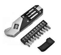 Qusedwey Clé à Molette 17 en 1 en Acier Inoxydable, Outil Multifonction de Poche Pliable, Clé Multifonctionnelle, Kit D'Embouts de Tournevis Noir