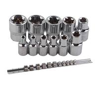 Qusedwey de Douilles Étoile E-TORX avec Rail 11 Pièces de Douilles Étoile Externe E4 - E20 de Douilles Dynamométriques en Acier Allié Argent