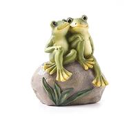 Qusedwey Grenouille DéCor Jardin Grenouilles Couple Statues Romantique RéSine Animal Figurine Grenouille Trucs ExtéRieur Pelouse Accessoires