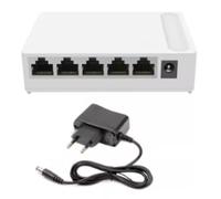 Qusedwey Home Network Hub 5 Port Gigabit Switch 10/100/1000m Bureau Ethernet Splitter, Switch Hub avec Power Cable EU Plug