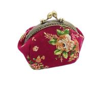 Qusedwey Portefeuille, Mini porte-monnaie vintage de fleur pour dame Portefeuille Pochette (rose rouge)