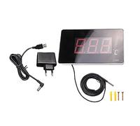 Qusedwey ThermomèTre de Piscine avec Affichage LED et ThermomèTre à Sonde éTanche pour Aquarium D'Eau Compteur de TempéRature ExtéRieure Prise UE