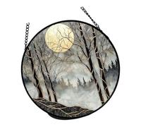 Qusinfc Attrape-lumière en acrylique avec motif paysage coloré en verre teinté coucher de soleil montagnes décoration de fenêtre paysage acrylique à suspendre