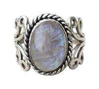 Qusinfc Bague élégante en pierre de lune - Texture en alliage - Convient pour un usage quotidien et un rendez-vous galant, unisexe, One Size, Comme décrit, Comme décrit.