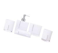 Qusinfc Ensemble complet de 5 organiseurs de salle de bain en acrylique pour brosse à dents, distributeur de savon, gobelets, vanitys accessoires de salle de bain