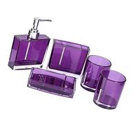 Qusinfc Ensemble complet de 5 organiseurs de salle de bain en acrylique pour brosse à dents, distributeur de savon, gobelets, vanitys accessoires de salle de bain