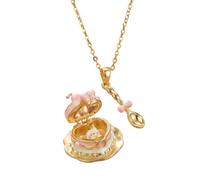 Qusinfc Joli collier à charnière en forme de tasse de thé avec cuillère - Bijoux romantiques pour toutes les occasions