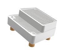 Qusinfc Panier à déchets intelligent à deux couches combinant ABS antidérapant et silencieux, sans souillure, toilettage optimal pour animaux de compagnie