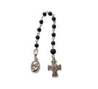 Qusinfc Tendance Noir Perles Croix Catholique Chapelet Simple Jonc Accessoire Indispensable pour Femme Homme Pendentif Perle Noire, taille unique, Comme décrit