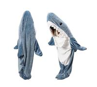 QUSLLIS Shark Blanket - Couverture de Requin - en Flanelle Super Douce et Confortable avec Capuche, Sac de Couchage de Requin Couverture Portable pour Adultes et Enfants M