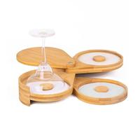 Qussedser 1 Pièce Wood Salt Rimmer Cocktail Rimmer Kit Diamètre Glass Rimmer avec Couvercle Bambou Glass Bar Sucre Sel Rimmer Plate