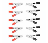 Qussedser 10 PièCes 50 Mm la PoignéE en Plastique Sonde de Test Les Pinces de Crocodiles en MéTal