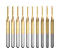 Qussedser 10 Pièces Fraise en Bout de Carbure de Revêtement de Titane Fraise de Gravure Fraises de Routeur CNC pour Machine à PCB, Tige de 1/8 Pouces 1.4Mm