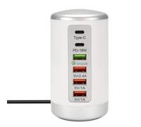 Qussedser 65W USB Multi Port Charger Hub QC3.0 Chargeur 6 Ports Type C PD Chargeur Téléphone Portable Station de Chargement A Prise UE