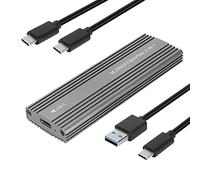 Qussedser BoîTier SSD à Double Protocole NVME/SATA 10 Gbit/S BoîTier SSD USB 3.1 Type vers M.2 NGFF PCIe SSD BoîTier Externe - Gris