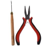 Qussedser Colle Extension Cheveux Raides Pinces et Aiguilles Tirer Outil de Crochet pour mini Anneaux