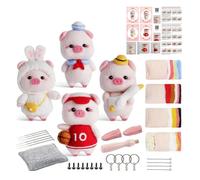 Qussedser Kits de Feutrage à L'Aiguille pour Poupée Cochon Mignon pour Débutants, Ensemble de Matériaux en Feutre de Laine Comme Indiqué, Aiguilles en Feutre, Coussin en Mousse, Tissu en Feutre, Instr